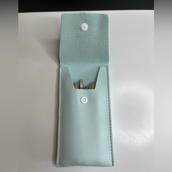 💥Mini Travel Size Makeup Brush Set of 8 w case gym office green purse cosmetics - Picture 2 of 6